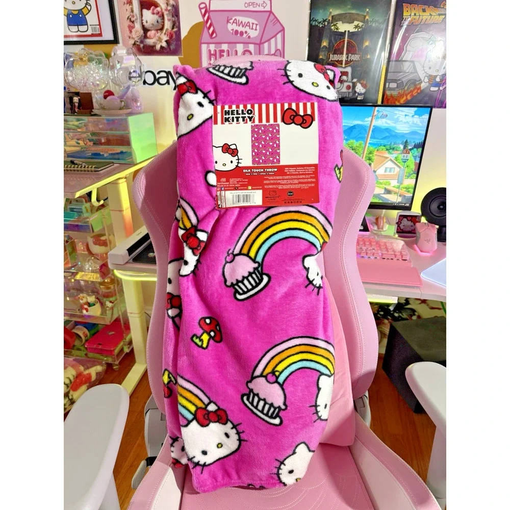 Hello Kitty Throw Blanket Silk Touch Pink Meow Rainbow Cupcake 2025 Sanrio